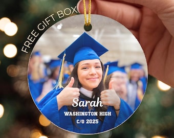 Photo Graduation Ornament Personalized Class of 2026 Ornament Custom Graduate Gift High School College Grad Keepsake Senior 2026 Gift