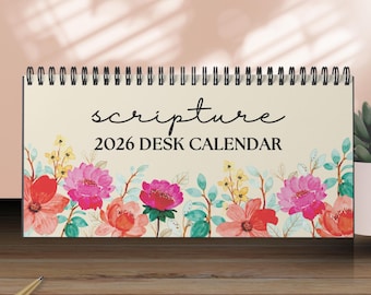 Scripture Calendar 2026 Floral Christian Desk Calendar Bible Verses Monthly Home Office Flip Calendar Inspirational Gift for Coworkers