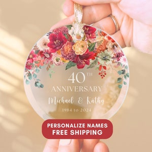 40th Wedding Anniversary Gift for Parents Couple Gift for Her Husband Gift Wife Custom 40 Year Anniversary Ornament Glass Christmas Keepsake