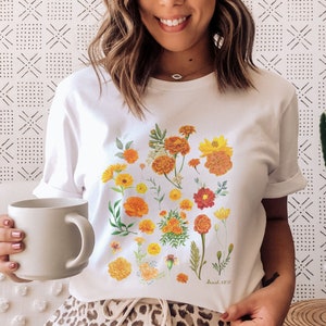 Marigold Botanical Shirt Consider the Wildflowers Shirt - Etsy