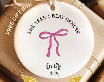 Cancer Survivor Ornament, Custom Cancer Survivor Christmas Ornament Cancer Warrior The Year I Beat Cancer Ornament Cancer Keepsake Ornament