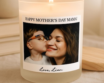 Mothers Day Photo Candle for Mama, Personalized Picture Candle, Custom Photo Gift for Mom, Happy Mothers Day Mama Gift