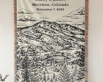 Personalized Colorado Wedding Blanket Red Rock Custom Woven Newlywed Gift Keepsake  Destination Anniversary Throw