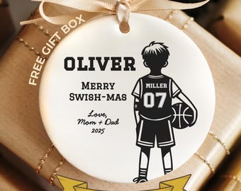 Personalized Basketball Ornament Custom Player Name Jersey Number Team Christmas Gift Boy Athlete Sports Keepsake Son Tween 2026