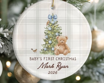 Baby Boy Ornament Personalized Ceramic Keepsake Gift New Baby Boy Christmas Newborn Boy Xmas Gift Baby Shower Grandson Present First 1st