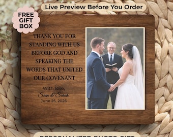 Officiant Gift Personalized Officiant Photo Frame Wedding Thank You Gift Custom Ceremony Keepsake Pastor Minister Gift