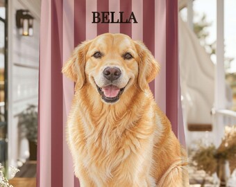 Custom Golden Retriever Personalized Dog Blanket Watercolor Pet Portrait Photo Throw Mom Gift Memorial Christmas Keepsake Velveteen Birthday