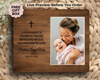 Godparents Gift with Photo Personalized Godmother Godfather Keepsake Plaque Custom Baptism Gift from Child Godparent Appreciation Gift