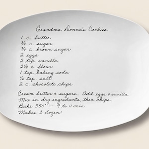 Handwritten Recipe Plate Wedding Keepsake Personalized Recipe Dish Platter Custom Dinnerware Handwriting Gift Family Moms Recipe Grandma