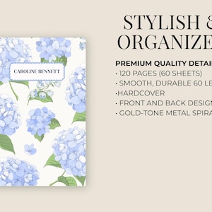 Personalized Small Business Owner Gift Hydrangea Planner Hardcover Spiral Notebook Undated Weekly Monthly Organizer Woman Desk Agenda Bild 7