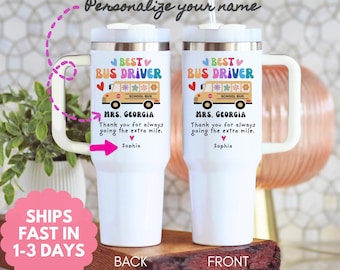 Bus Driver Tumbler 40 oz, Personalized School Bus Tumbler, Tumbler Bus Driver,  School Bus Driver Tumbler, Bus Driver Appreciation Cup Gift