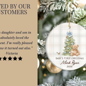 Personalized Baby Gift Custom Boy Ornament Ceramic Keepsake First Christmas Celebration Newborn Holiday Memory Baby Shower Present Grandson Gift Premium Quality Construction Beautiful Tree Decoration Family Heirloom New Parents Keepsake