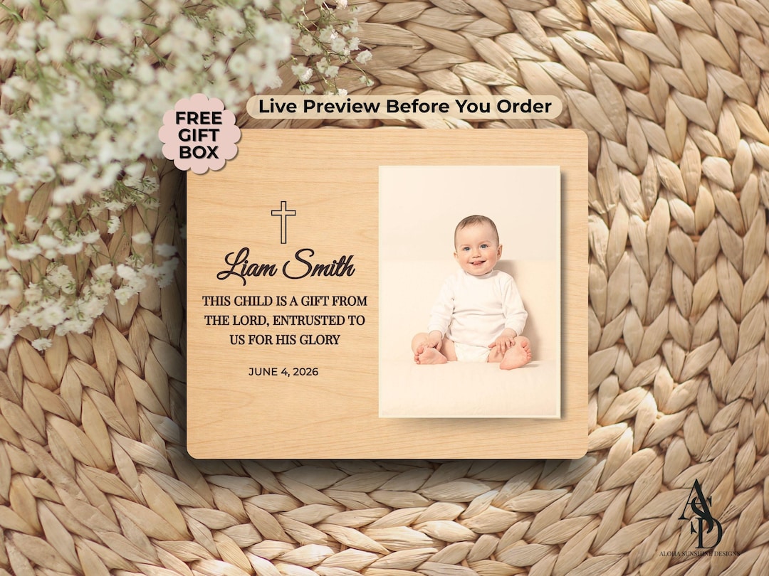 Baby Dedication Photo Frame, Personalized Baby Dedication Plaque ...