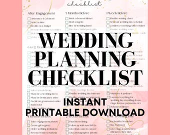 Wedding Checklist Digital Download Wedding Planner Printable Guide for Bride To Be Wedding Preparation Checklist PDF Organizer File