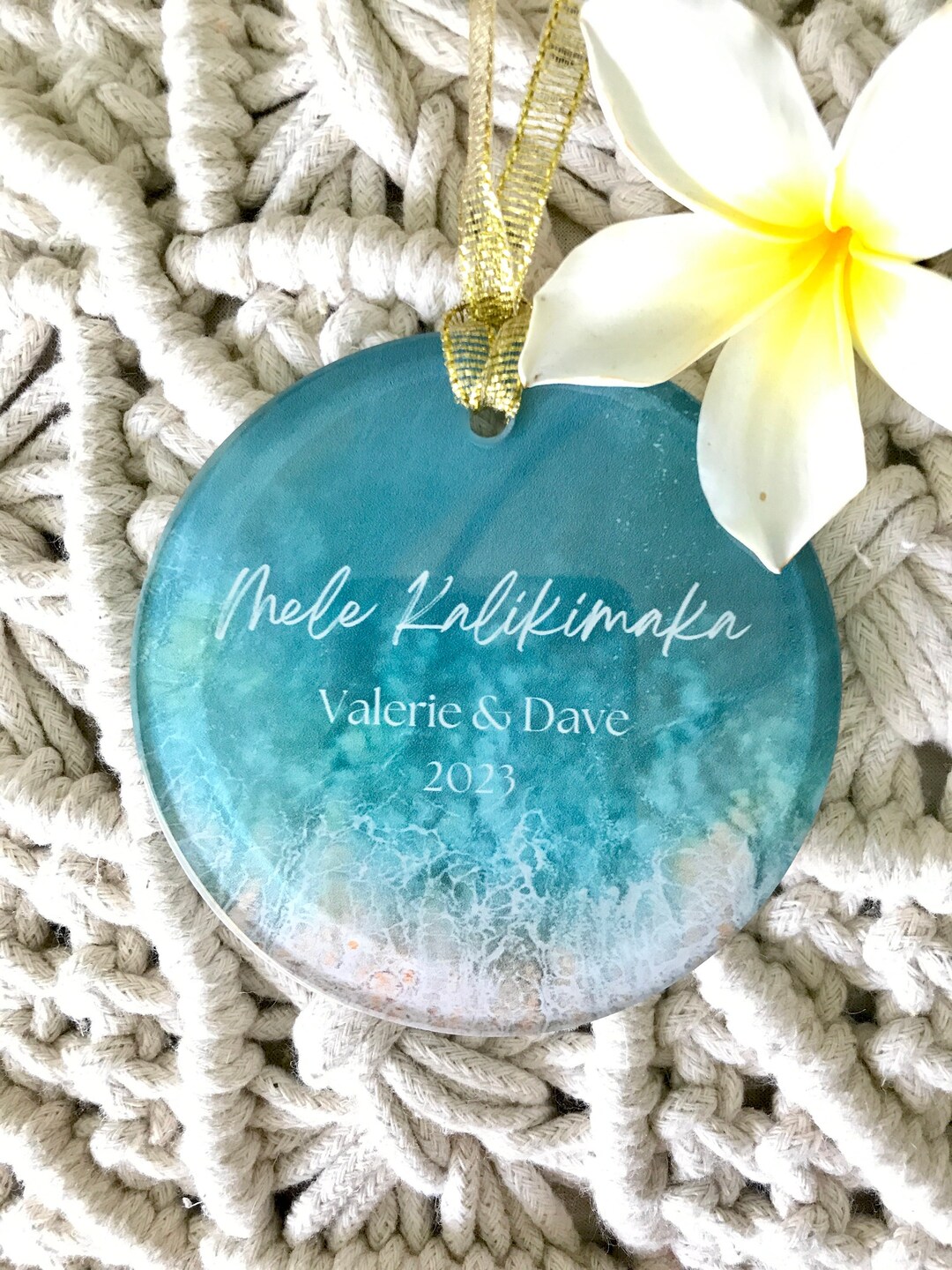 Personalized Mele Kalikimaka Ocean Ornament Hawaii Gift Hawaii Vacation