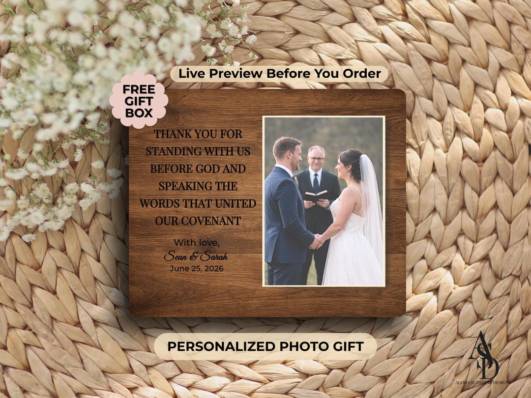Officiant Gift, Personalized Officiant Photo Frame, Wedding Thank You ...