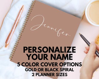 Planner Weekly Monthly Custom Hardcover Spiral 8.5 x 11 Office Gift for Her Birthday Friend Co worker Practical Personalized Gift