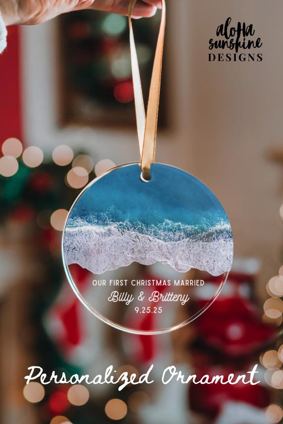 Personalized First Christmas Married Ornament - Custom Name & Date 2025