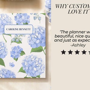 Personalized Small Business Owner Gift Hydrangea Planner Hardcover Spiral Notebook Undated Weekly Monthly Organizer Woman Desk Agenda Bild 8