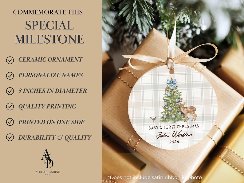 Baby Boy Ornament Personalized Ceramic Keepsake Gift New Baby Boy Christmas Newborn Boy Xmas Gift Baby Shower Grandson Present First 1st image 6