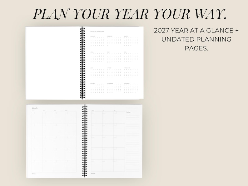 Teacher Gift Planner Personalized Hydrangea Design Hardcover Spiral Notebook Undated Weekly Monthly Organizer Blue Coastal Floral Pattern Woman Desk Agenda Scalloped Nameplate Gold Coil Binding Professional Planning Journal Custom Name Work