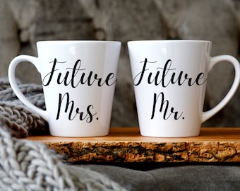 Future Mr Mrs Mug Engagement Gift Set Fiance Fiancee Gifts