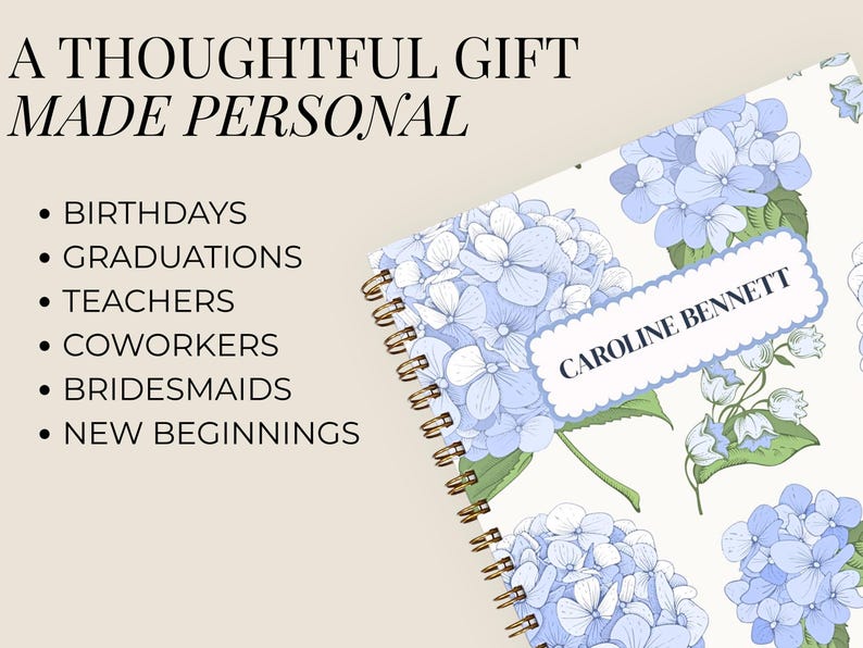 Personalized Small Business Owner Gift Hydrangea Planner Hardcover Spiral Notebook Undated Weekly Monthly Organizer Woman Desk Agenda Bild 11