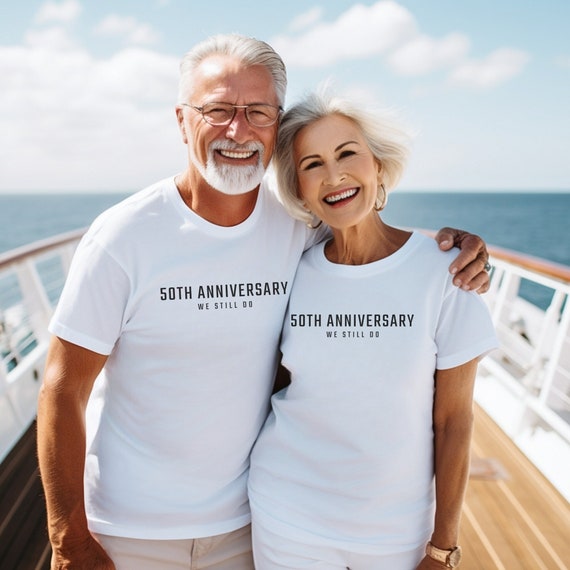 Minimalist 50th Anniversary Shirt for Parents or Couple, 50 Years Married Matching Tees, Golden Anniversary Gift for Mom and Dad