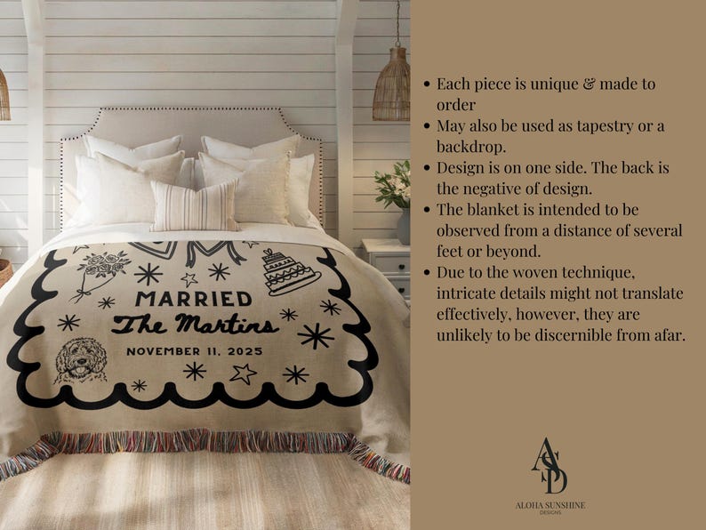 wedding blanket with dog or cat drawing, pet picture blanket