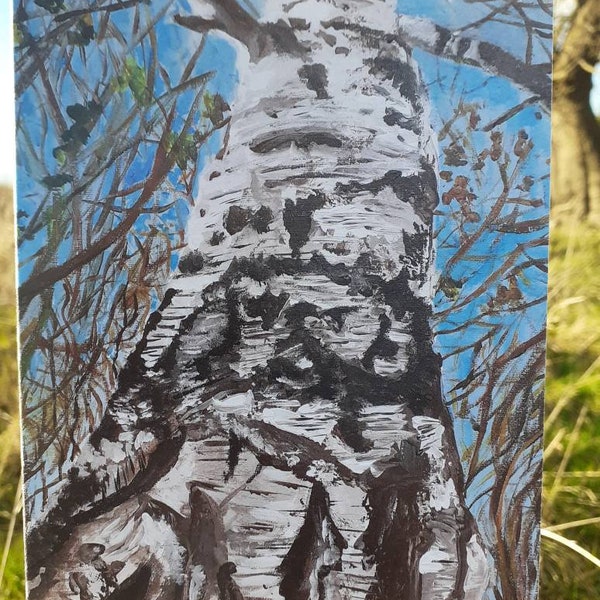 Carte de vœux Silver Birch Tree / une impression d’une peinture acrylique originale de Jude Edwin-Scott / 18cm x 13cm / blanc à l’intérieur / Carte d’arbre