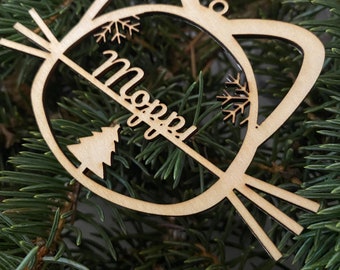 Wooden cat Christmas ornaments | Customizable name | Cat head, cat | Tomcat | Tree decorations | Christmas tree | Ornaments | Christmas tree