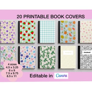 20 Editable KDP Notebook Cover Templates Bundle | Canva Printable Journal & Composition Book Designs for Stationery Lovers