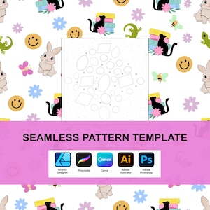 Seamless Pattern Placement Template for Procreate, Canva, Affinity (3600px PNG)