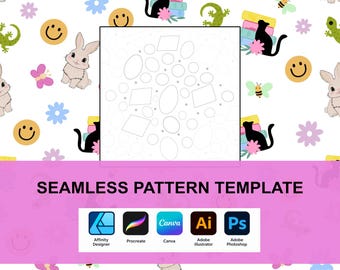 Modelo de posicionamento de padrão contínuo para Procreate, Canva, Affinity (PNG de 3600px)