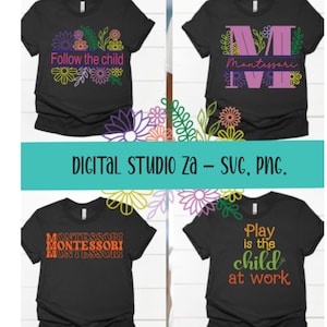 Montessori SVG Bundle - Frühkindliche Lehrer Geschenke - Handwerk Aufkleber - Tshirt Geschenke - Planer Einsätze - Tassen - Digital Download