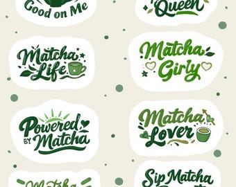 Matcha Liebhaber Stickerbogen | Grüner Tee Planer Sticker