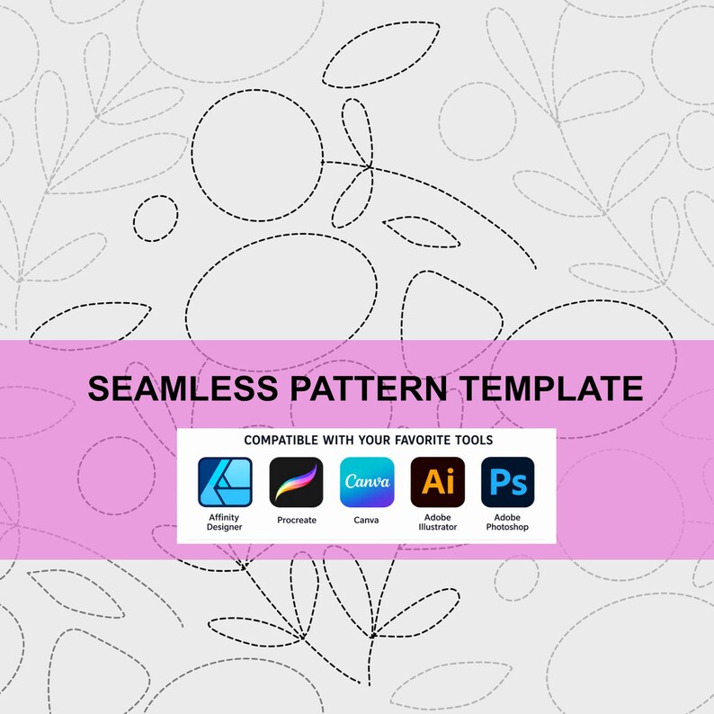 Seamless Pattern Template Wildflowers Placement Guide (procreate, Canva ...