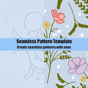 Seamless Pattern Template for Beginners | Minimalist Wildflower Surface Design Guide | Digital Download