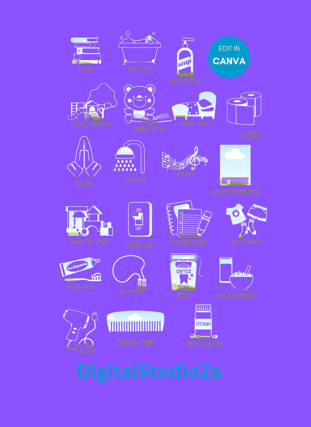 CANVA Frames Daily CHORES 22 Drag and Drop Canva Frames - Etsy