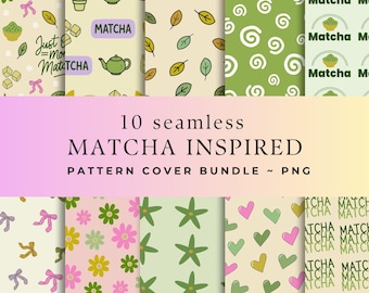 Matcha Muster | Digitales Papier 10 | Nahtloser Hintergrund PNG | Moderne Minimal Muster | Sofort Download
