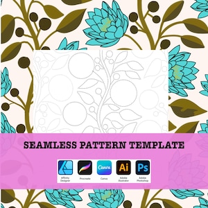 Seamless Pattern Template floral trailing  | Beginner Guide for Procreate Canva Affinity | Digital Download