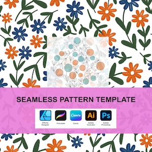 Seamless Pattern Template | Floral repeater guide for Procreate Beginner | Surface Design layout | seamless png digital download