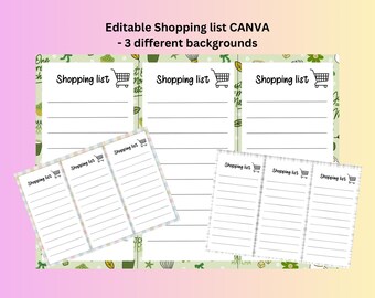 Bearbeitbares Einkaufslisten-Notizblock-Bundle | 3 Canva Designs (Matcha, Kariert, Minimalistisch)