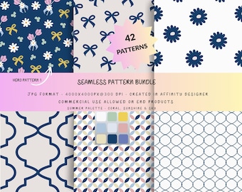 Sommer Muster-Bundle | Blumen, Geometrisch, Streifen (Digital Download)