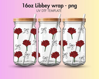 Carnation Floral 16 Unzen Becher Wrap, UV DTF Cup Design (Digitaler Download)