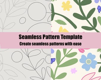 Seamless Pattern Template wildflowers Placement Guide (Procreate, Canva, Affinity PS)
