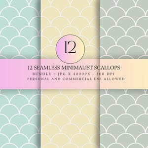 12 Seamless Scallop Patterns – Minimalist Pastel Bundle (Digital Download)