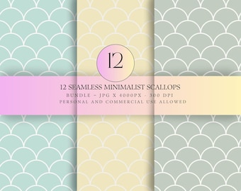 12 nahtlose Jakobsmuschel-Muster - Minimalistisches Pastell Bundle (Digitaler Download)