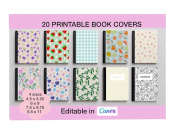 Paquete de 20 plantillas editables para portadas de cuadernos (Canva, cuaderno de espiral, diseños imprimibles de KDP)