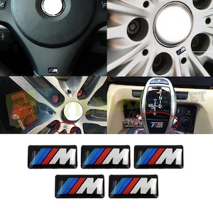 5x BMW M Emblem 17 x 9 mm 3D Stickers New Steering Wheel Rims M Package